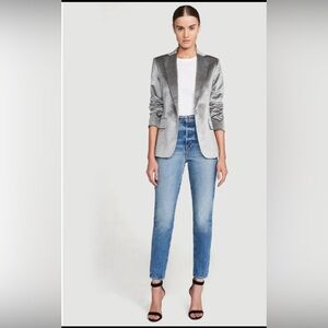 FRAME CLASSIC BLAZER SIZE 8 SILVER VELVET NEW WITH TAGS